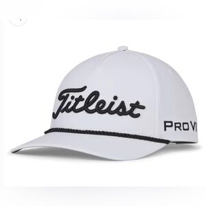 Brand New w/ Tags Titleist TOUR ROPE WHITE/BLACK Adjustable Hat Retail $40